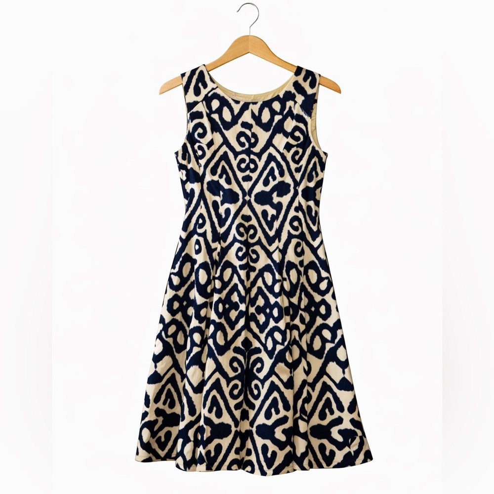 BP Navy and Cream Midi Dress. Size 10. Excellent Condition Classic Chic